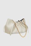 Scallop Clutch - Cream Pebble Grained Leather Women Clutches Cream Yuzefi