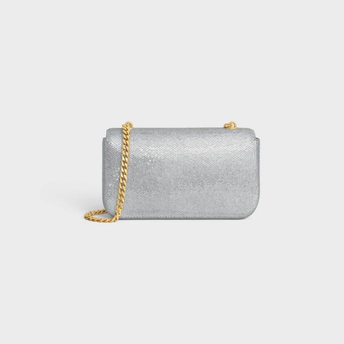 Shoulder Bags Women Silver Celine Chain Shoulder Bag Claude In Suede Calfskin With Strass