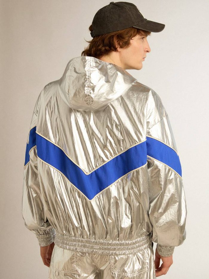 Silver Men Golden Goose Coats & Jackets Men's Windcheater In Silver Technical Fabric