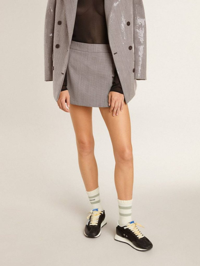 Skirts & Shorts Golden Goose Women Women's Gray Mini Shorts In Houndstooth Wool Gray