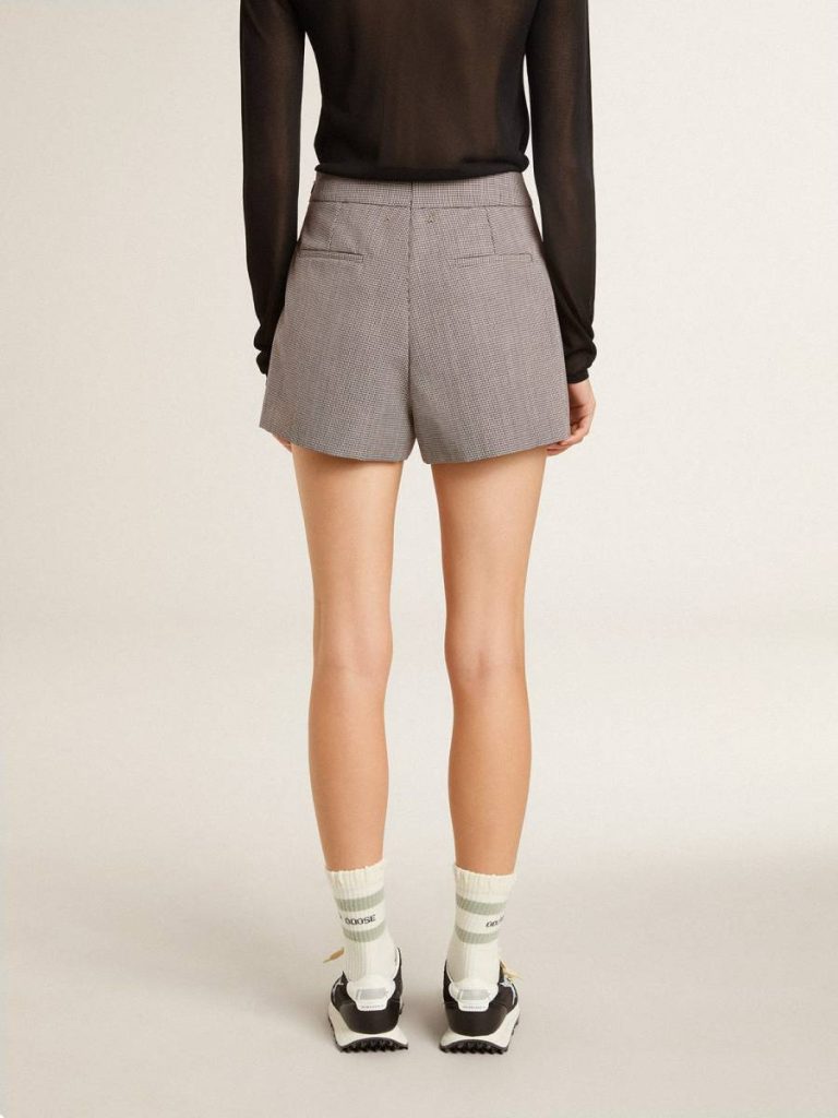 Skirts & Shorts Golden Goose Women Women's Gray Mini Shorts In Houndstooth Wool Gray
