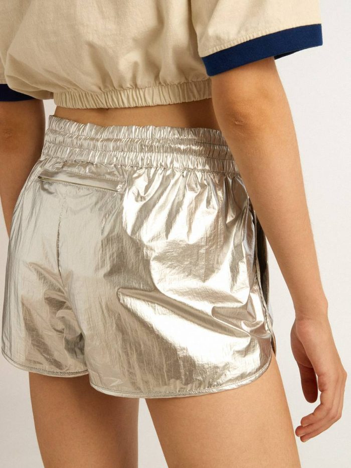 Skirts & Shorts Women Women’s Running Shorts In Silver Fabric Silver Golden Goose