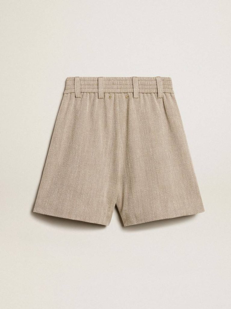Skirts & Shorts Women’s Aged White Cotton Shorts With Elasticated Waist Aged White Women Golden Goose