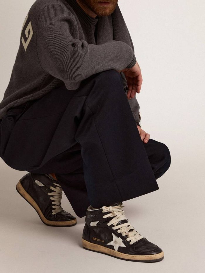 Sky-Star In Black Nappa Leather With White Leather Star Sky-Star Men Golden Goose