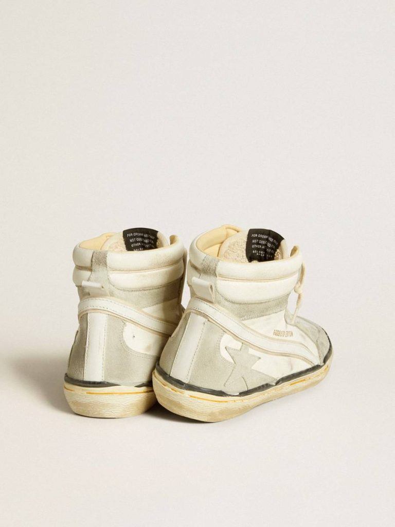 Slide Slide Lab In Aged-White Nappa Leather With Gray Suede Star And White Leather Flash Men Golden Goose