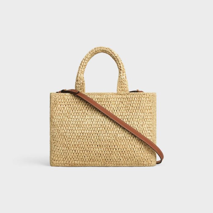 Small Cabas Thais In Raffia And Calfskin Women Celine Hobo And Tote Bags Tan