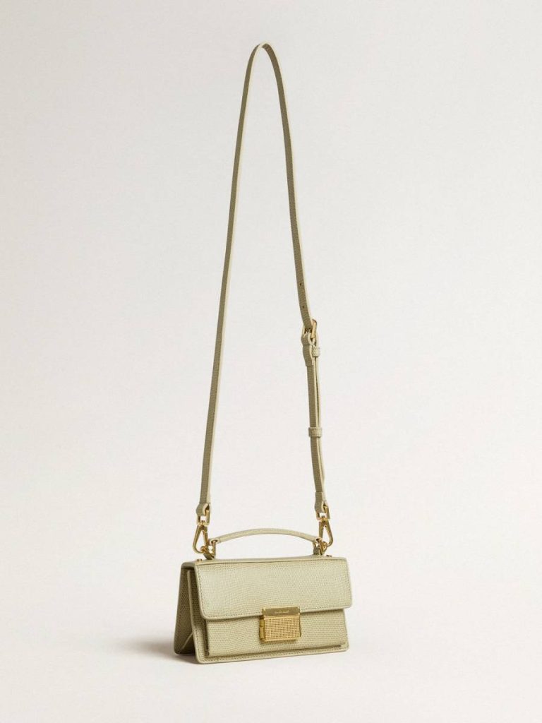 Small Venezia Bag In Light Green Python-Print Leather With Gold Details Women Light Green Golden Goose Handle Bags