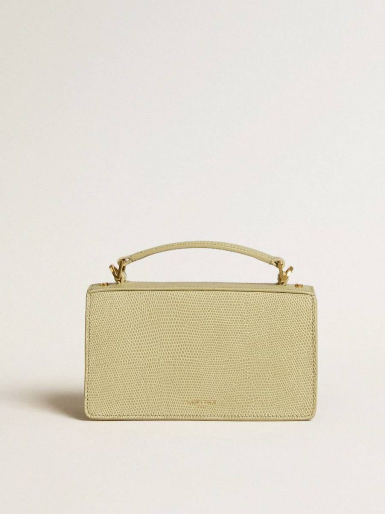 Small Venezia Bag In Light Green Python-Print Leather With Gold Details Women Light Green Golden Goose Handle Bags