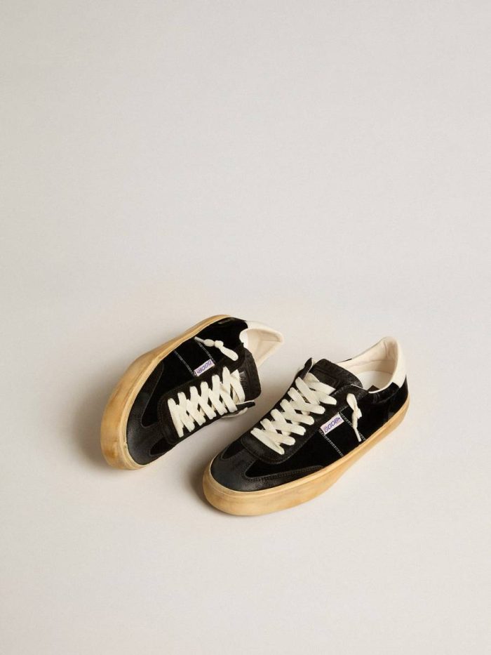Soul Star In Black Velvet With White Leather Heel Tab Ggdb Classics Golden Goose Women