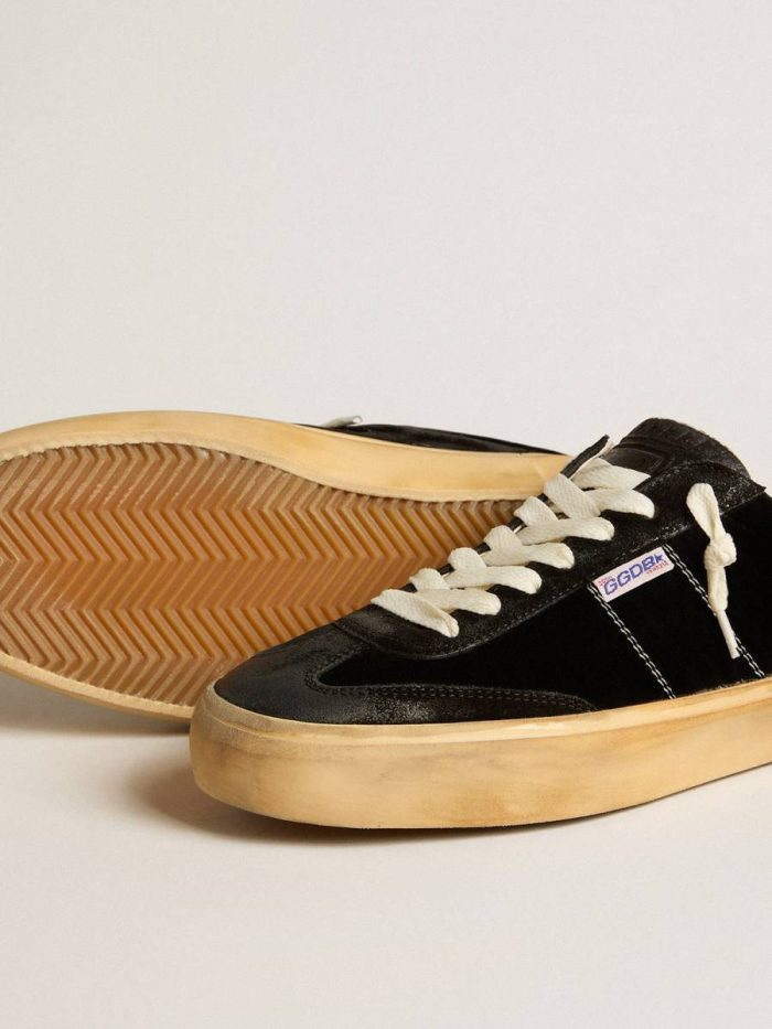 Soul Star In Black Velvet With White Leather Heel Tab Ggdb Classics Golden Goose Women