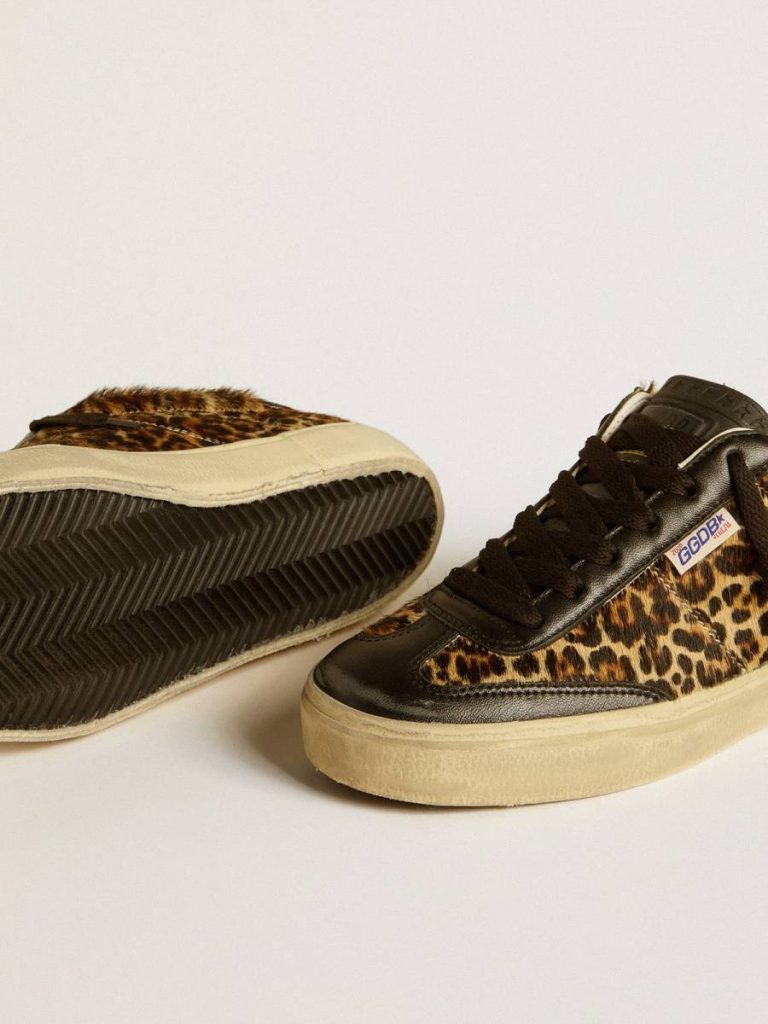 Soul Star In Leopard-Print Pony Skin With Black Nappa Leather Heel Tab And Inserts Women Golden Goose Ggdb Classics