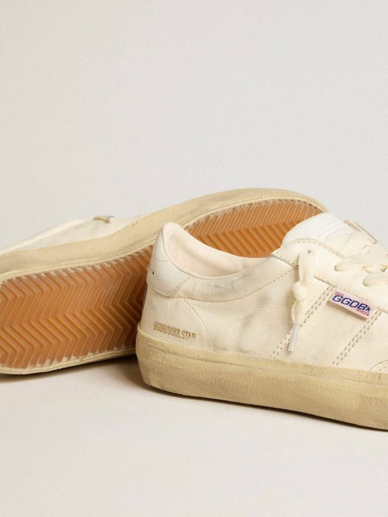 Soul Star In White Nappa Leather With White Leather Star Golden Goose Men Ggdb Classics