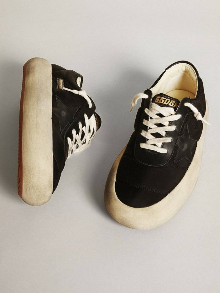 Space-Star Shoes In Black Nylon With Black Leather Star And Heel Tab Golden Goose Women Space-Star