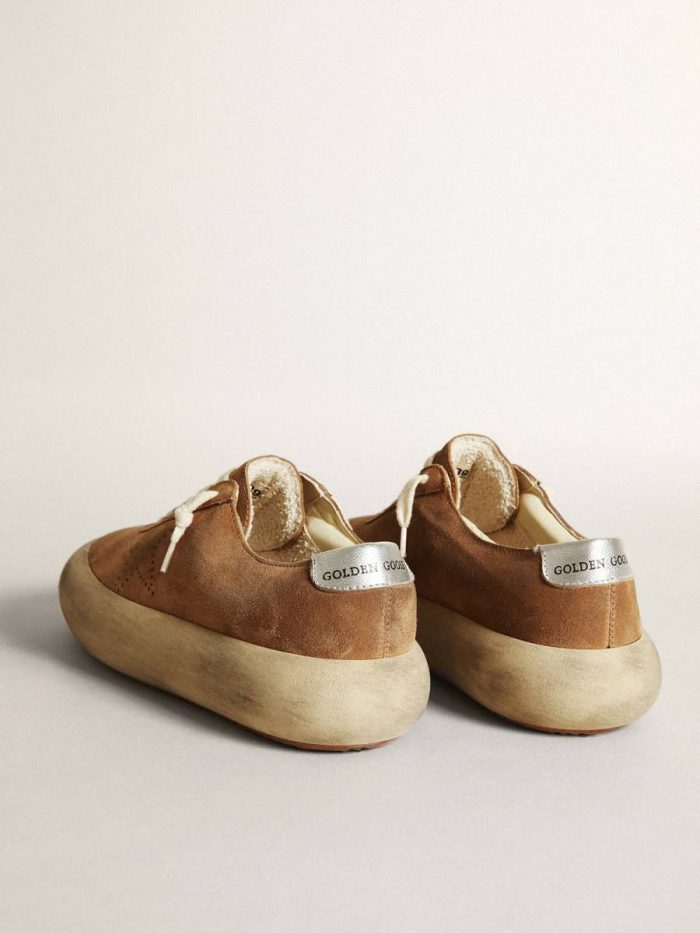 Space-Star Women's Space-Star In Tobacco-Colored Suede With Perforated Star Women Golden Goose