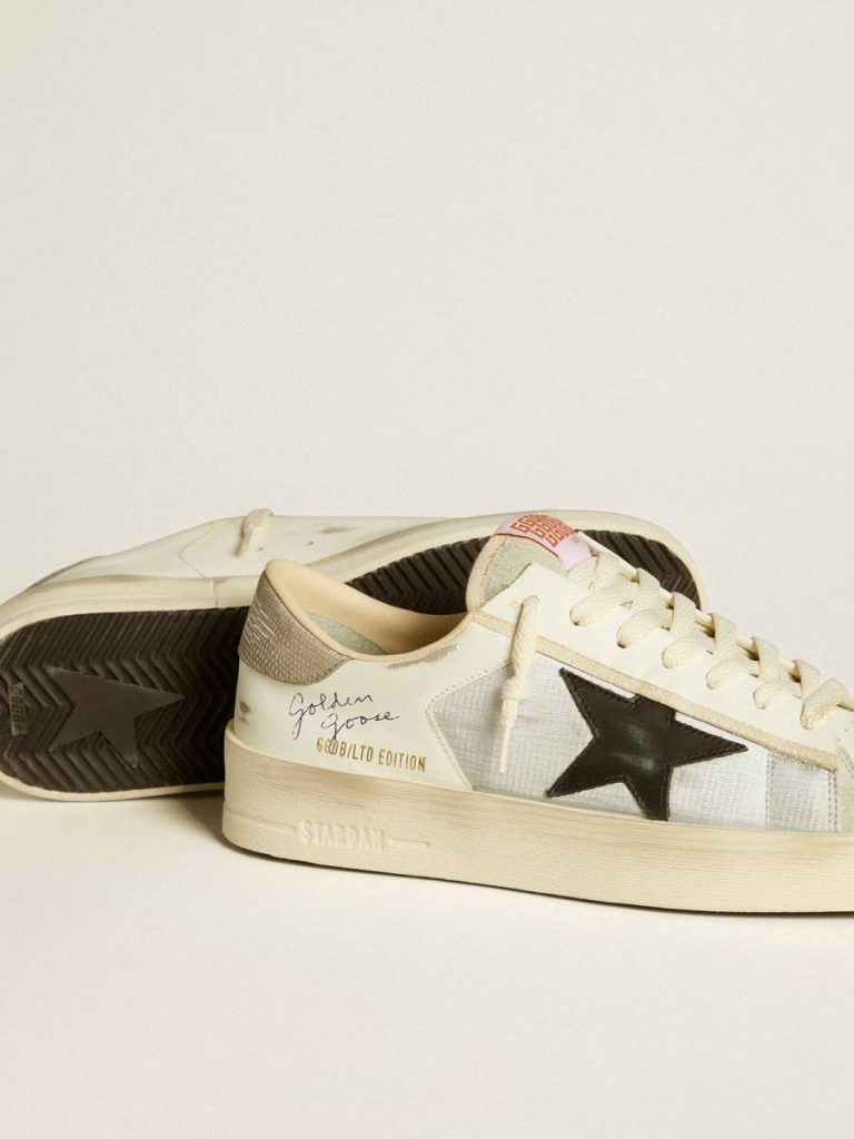 Stardan Golden Goose Men's Stardan In Leather And Nylon With Black Leather Star And Nubuck Heel Tab Men