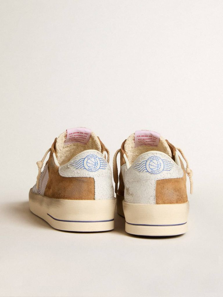 Stardan Ltd In Tobacco Suede And Mesh With Blue Star And Leather Heel Tab Stardan Men Golden Goose