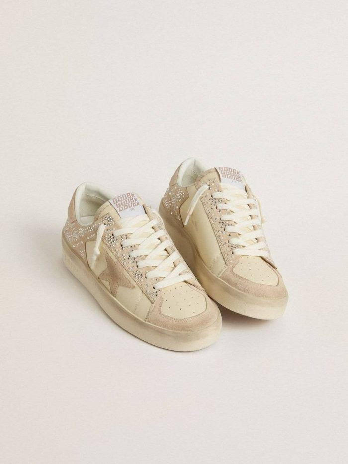Stardan Stardan In Cream-Colored Suede And Leather With Swarovski And A Suede Star Golden Goose Women