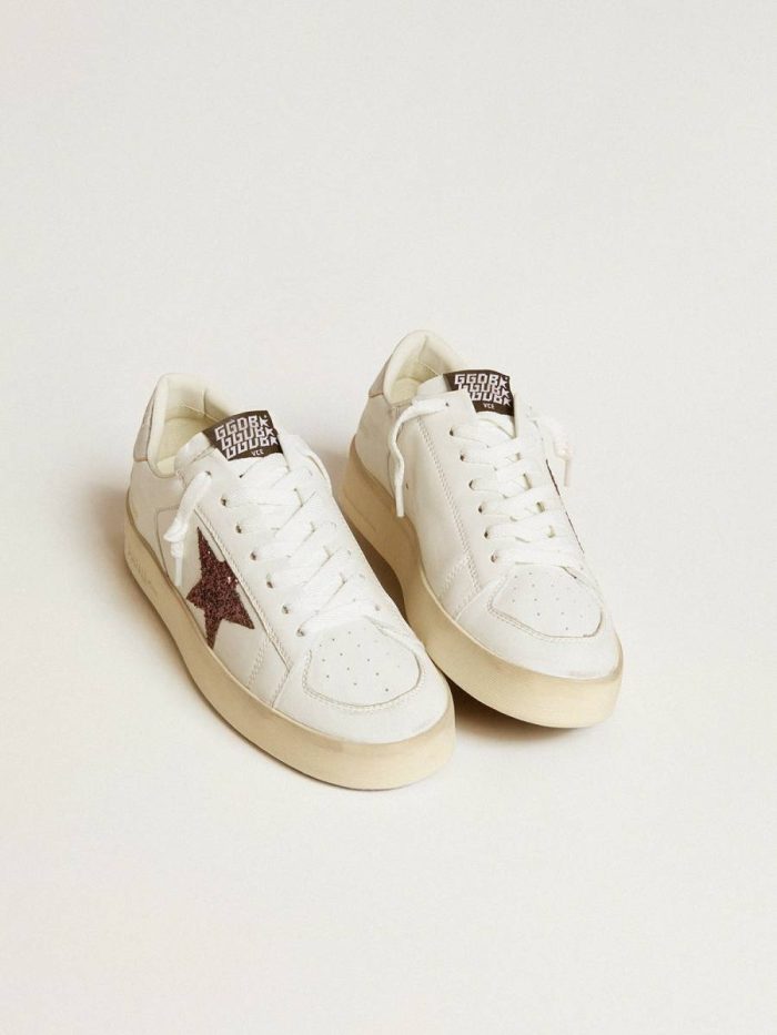 Stardan Women Golden Goose Women's Stardan In Nappa With Glitter Star And Metallic Leather Heel Tab