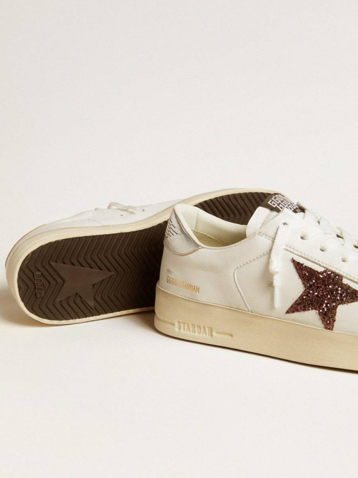 Stardan Women Golden Goose Women's Stardan In Nappa With Glitter Star And Metallic Leather Heel Tab