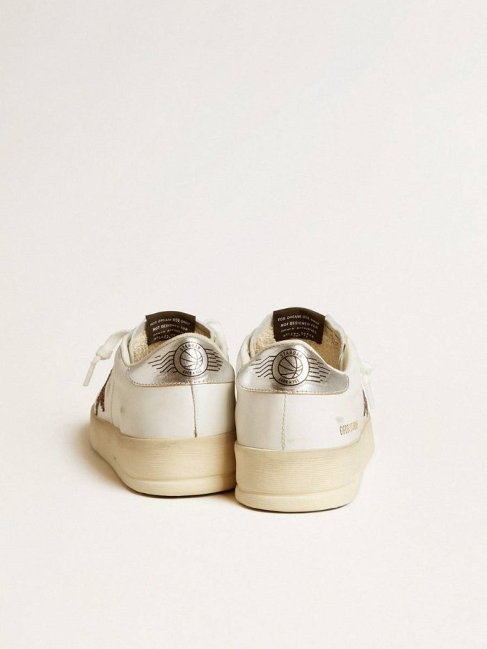 Stardan Women Golden Goose Women's Stardan In Nappa With Glitter Star And Metallic Leather Heel Tab