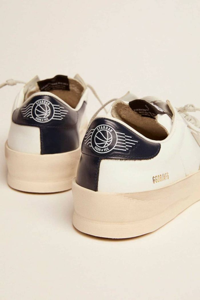 Stardan Women White Women’s Stardan With Ice-Gray Suede Star And Blue Heel Tab Golden Goose