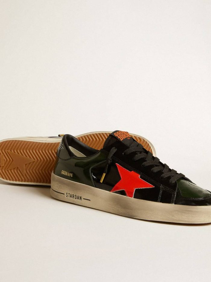 Stardan Women's Stardan Lab In Black And Green Patent Leather With Orange Star Golden Goose Women