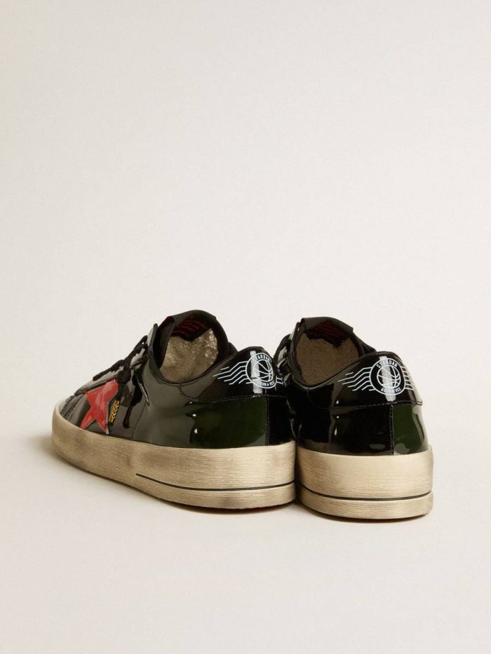 Stardan Women's Stardan Lab In Black And Green Patent Leather With Orange Star Golden Goose Women