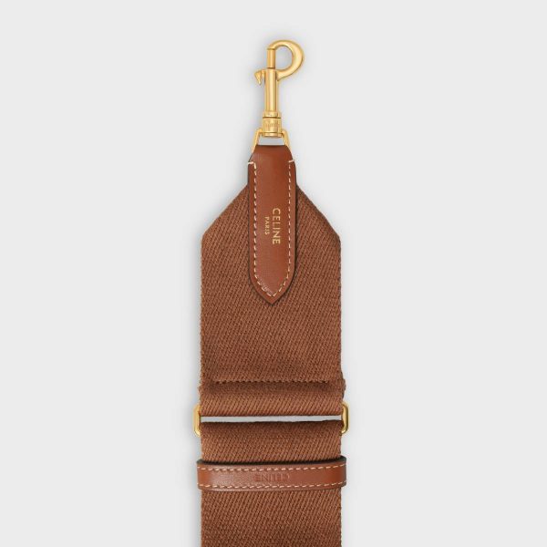 Straps And Accessories Celine Women Adjustable Strap In Wool With Gold Finishing Tan