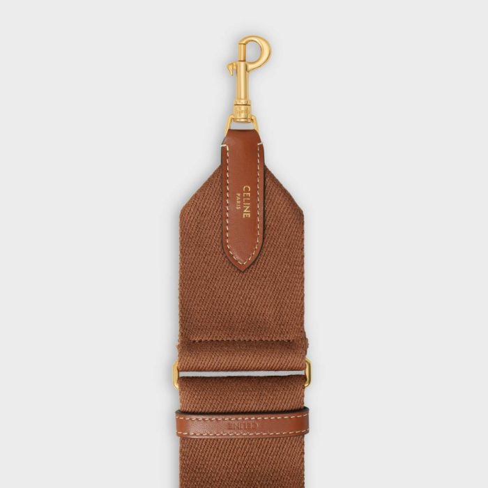 Straps And Accessories Celine Women Adjustable Strap In Wool With Gold Finishing Tan