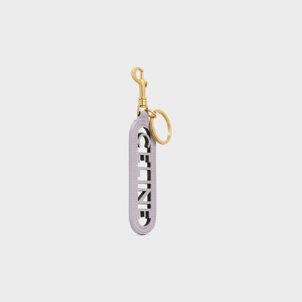 Straps And Accessories Perforated Keyring Charm Celine In Smooth Calfskin With Gold Finishing Light Lilac Women