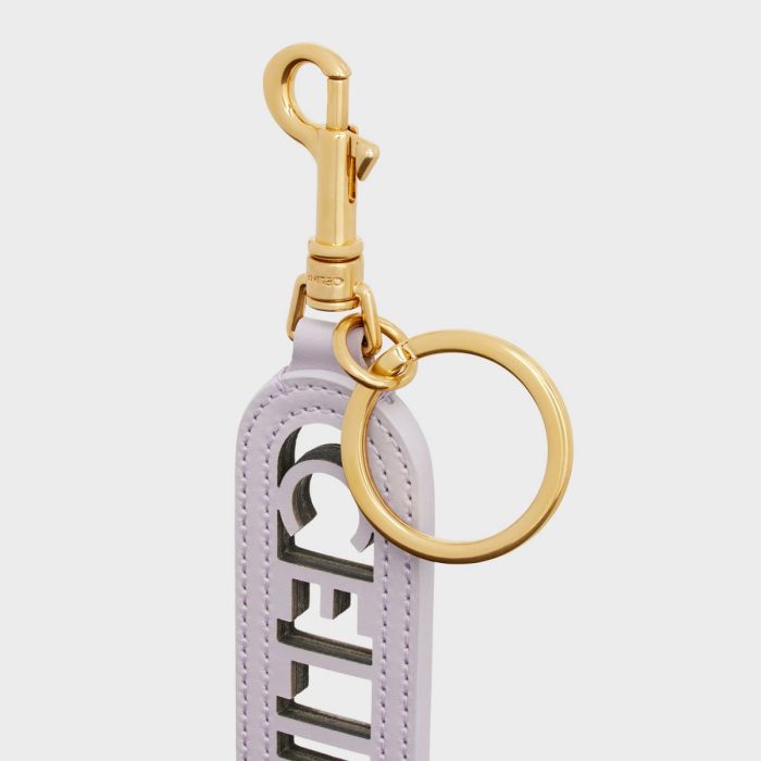 Straps And Accessories Perforated Keyring Charm Celine In Smooth Calfskin With Gold Finishing Light Lilac Women