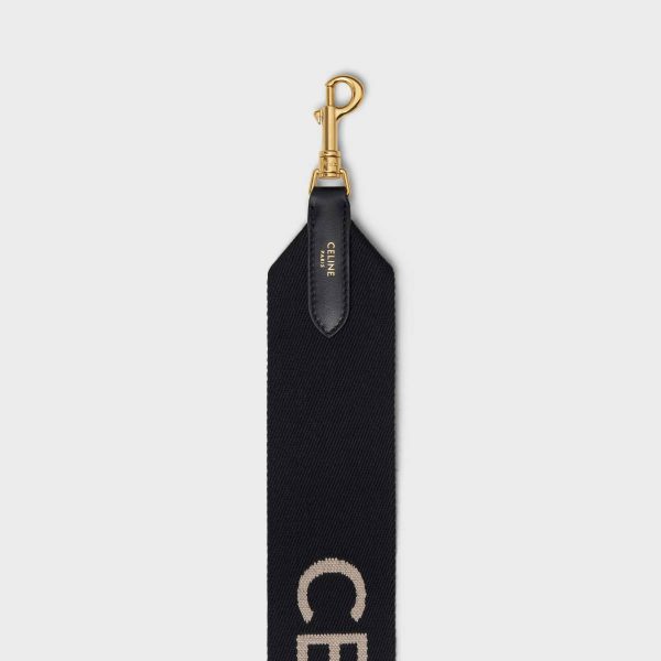 Straps And Accessories Short Strap In Wool With Celine Jacquard Women Black / White