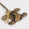 Straps And Accessories Women Natural Celine Triomphe Pom-Pom Keyring In Python With Gold Finishing