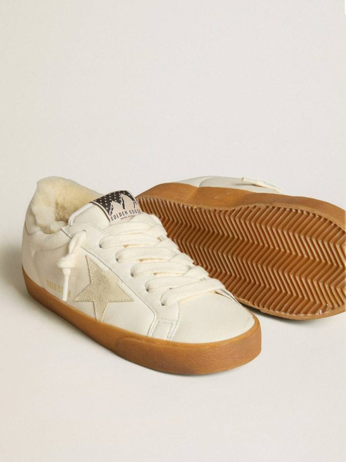 Super-Star Golden Goose Women Super-Star In White Nappa With Suede Star And Shearling Lining