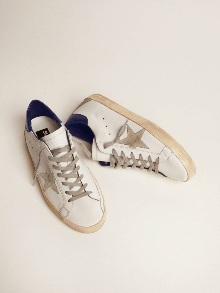 Super-Star Golden Goose Women's Super-Star With Suede Star And Blue Heel Tab Women