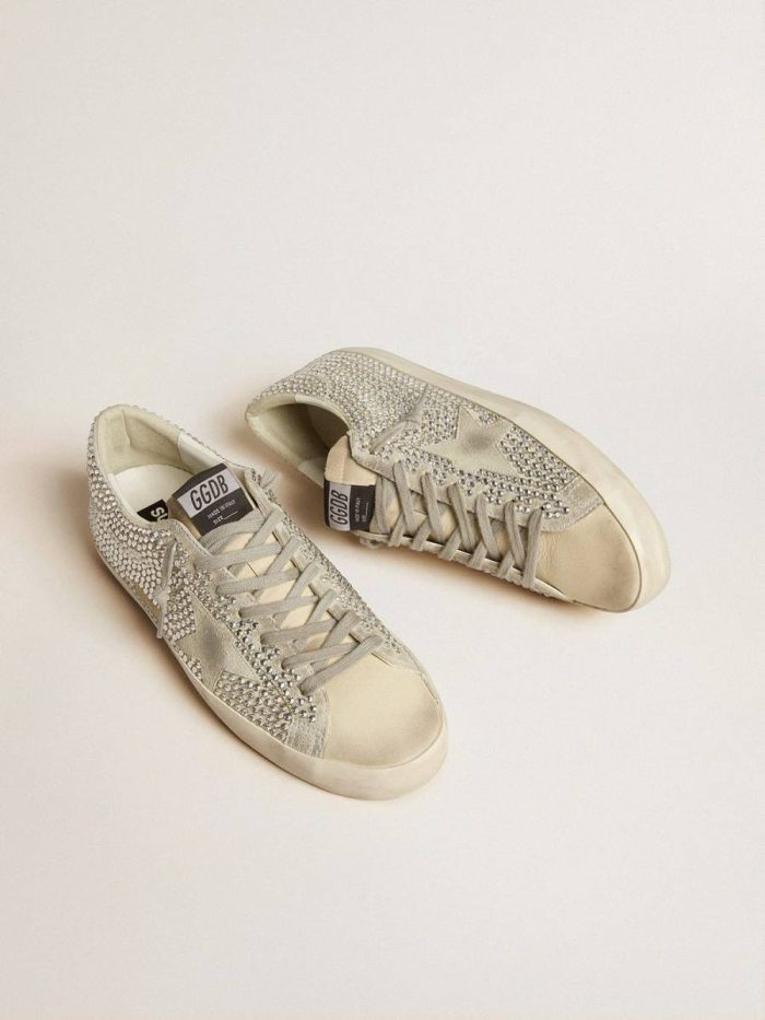 Super-Star In Nubuck With Swarovski Crystals And Ice-Gray Suede Star Women Super-Star Golden Goose