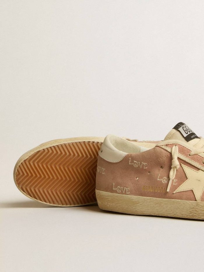 Super-Star In Powder-Pink Suede With Cream Leather Star Golden Goose Super-Star Women