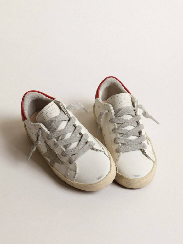 Super-Star Junior With Suede Star And Red Leather Heel Tab Little Boys (1-3 Years) White Golden Goose Kids
