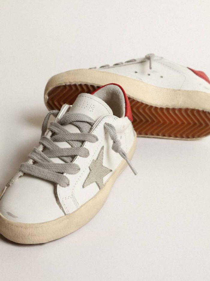 Super-Star Junior With Suede Star And Red Leather Heel Tab Little Boys (1-3 Years) White Golden Goose Kids