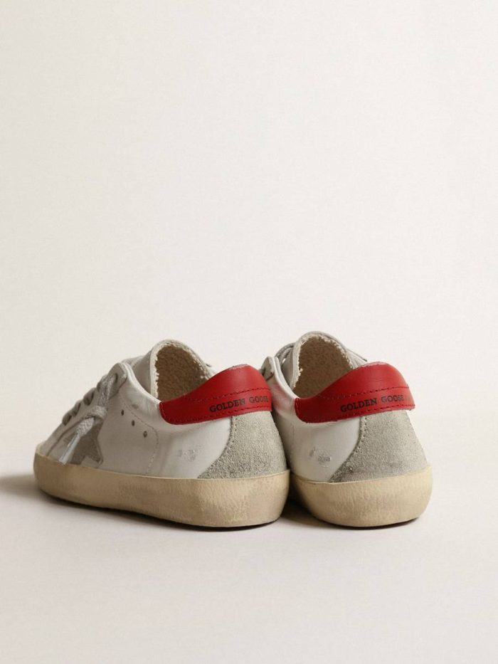 Super-Star Junior With Suede Star And Red Leather Heel Tab Little Boys (1-3 Years) White Golden Goose Kids