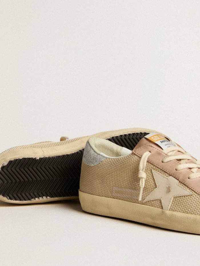 Super-Star Ltd In White Mesh And Pink Nubuck With Swarovski Crystals Heel Tab Super-Star Golden Goose Women