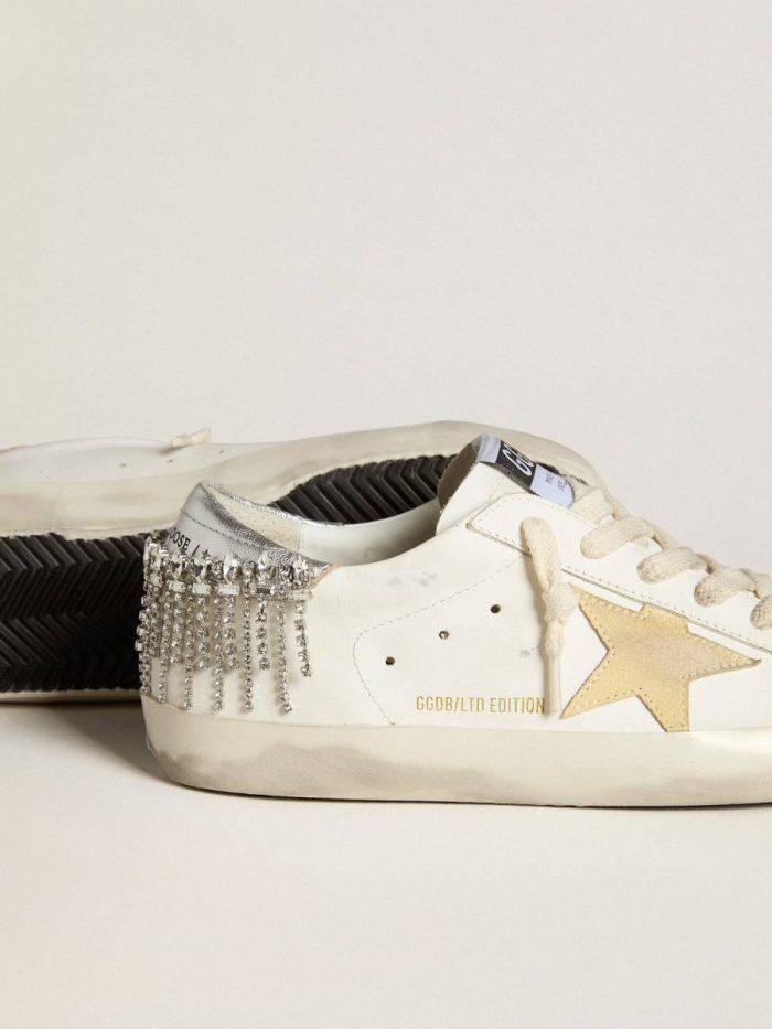 Super-Star Ltd With Suede Star And Leather Heel Tab With Crystals Super-Star White Golden Goose Women