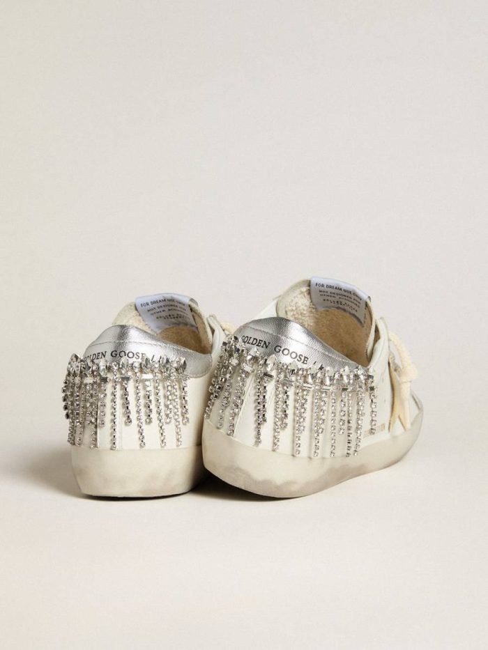 Super-Star Ltd With Suede Star And Leather Heel Tab With Crystals Super-Star White Golden Goose Women