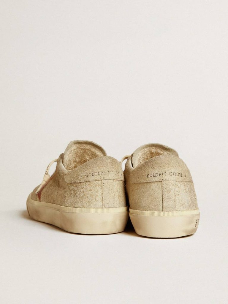 Super-Star Men Golden Goose Men's Super-Star Ltd In Gray Suede With Red Leather Star