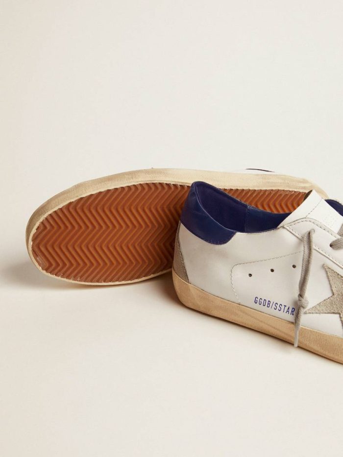 Super-Star Men Men's Super-Star With Suede Star And Blue Heel Tab Golden Goose