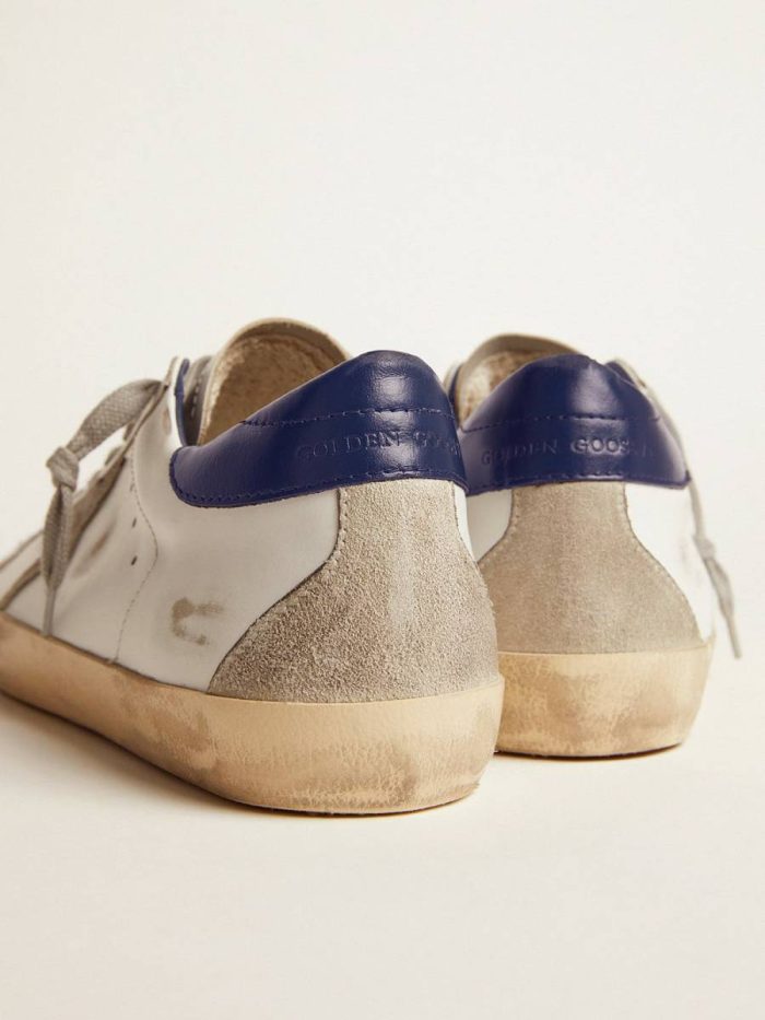 Super-Star Men Men's Super-Star With Suede Star And Blue Heel Tab Golden Goose
