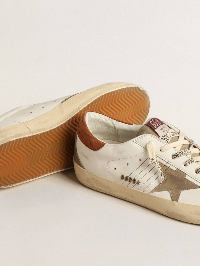 Super-Star Men Super-Star With Suede Star And Brown Leather Heel Tab White Golden Goose