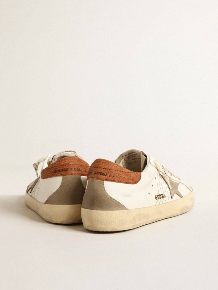 Super-Star Men Super-Star With Suede Star And Brown Leather Heel Tab White Golden Goose