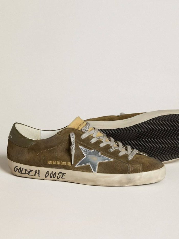 Super-Star Men's Super-Star Ltd In Suede With Metallic Leather Star And Leather Heel Tab Golden Goose Men