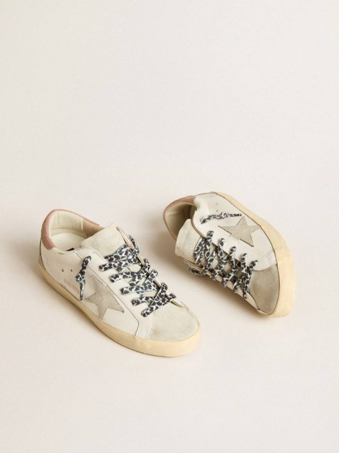 Super-Star With Ice-Gray Star And Pink Lizard-Print Heel Tab Women White Super-Star Golden Goose